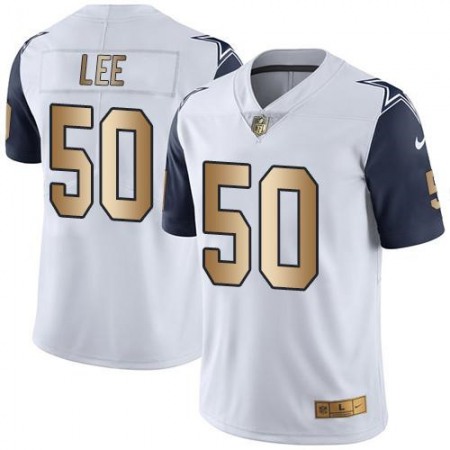 Cowboys #50 Sean Lee White Men's Stitched NFL Limited Gold Rush Jersey
