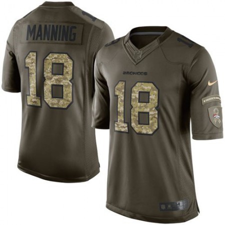 Broncos #18 Peyton Manning Green Men's Stitched NFL Limited Salute To Service Jersey
