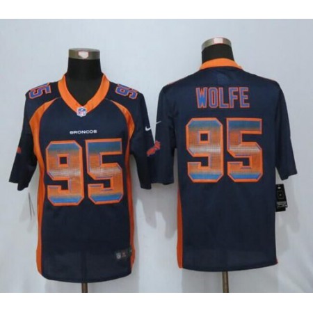 Broncos #95 Derek Wolfe Navy Blue Alternate Men's Stitched NFL Limited Strobe Jersey