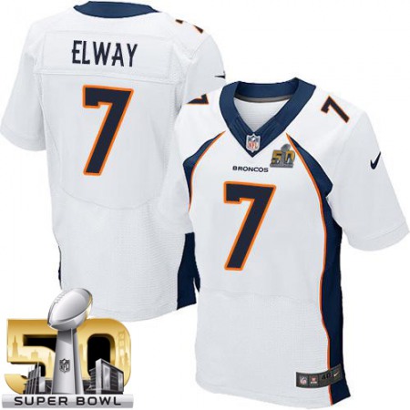 Broncos #7 John Elway White Super Bowl 50 Men's Stitched NFL New Elite Jersey