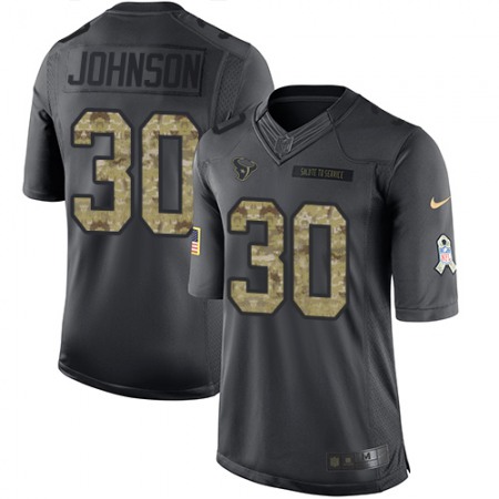 Texans #30 Kevin Johnson Black Men's Stitched NFL Limited 2016 Salute to Service Jersey