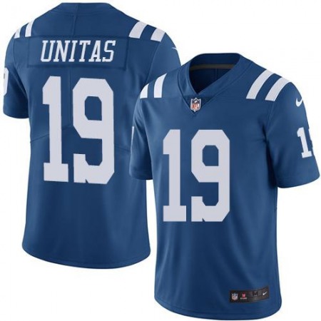 Colts #19 Johnny Unitas Royal Blue Men's Stitched NFL Limited Rush Jersey
