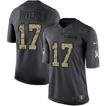 Chargers #17 Philip Rivers Black Men's Stitched NFL Limited 2016 Salute to Service Jersey