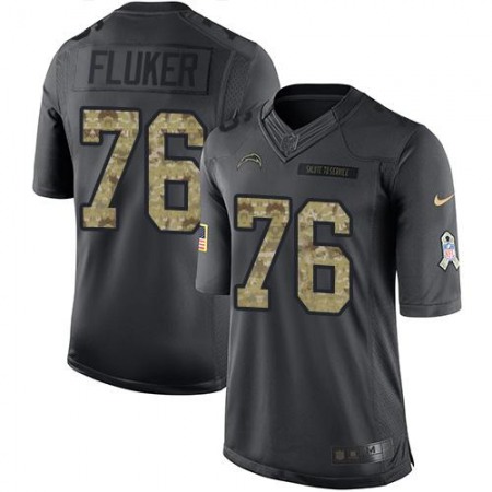 Chargers #76 D.J. Fluker Black Men's Stitched NFL Limited 2016 Salute to Service Jersey