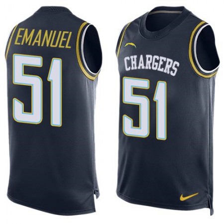 Chargers #51 Kyle Emanuel Navy Blue Team Color Men's Stitched NFL Limited Tank Top Jersey