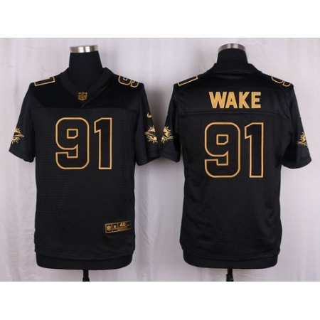 Dolphins #91 Cameron Wake Black Men's Stitched NFL Elite Pro Line Gold Collection Jersey