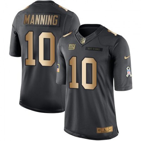 Giants #10 Eli Manning Black Men's Stitched NFL Limited Gold Salute To Service Jersey