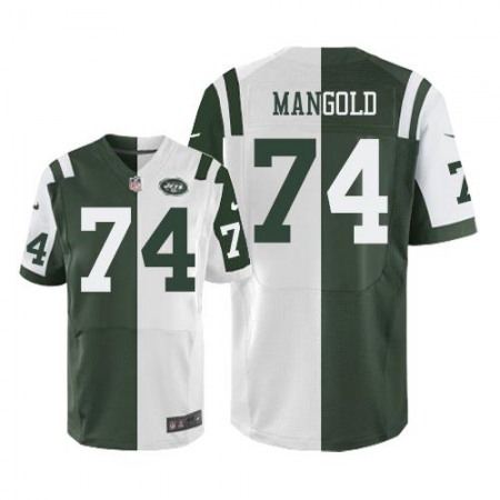 Jets #74 Nick Mangold Green/White Men's Stitched NFL Elite Split Jersey