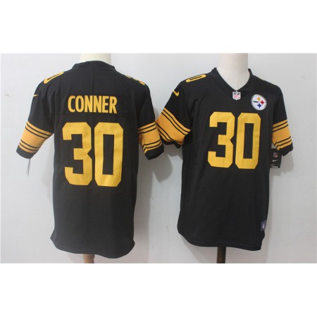 Men's Pittsburgh Steelers #30 James Conner Black Stitched NFL Limited Rush Jersey