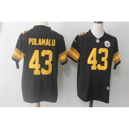 Men's Pittsburgh Steelers #43 Troy Polamalu Black Limited Rush Stitched NFL Jersey