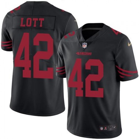49ers #42 Ronnie Lott Black Men's Stitched NFL Limited Rush Jersey