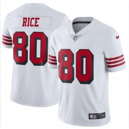 Men's San Francisco 49ers #80 Jerry Rice White Color Rush Vapor Untouchable Limited Stitched NFL Jersey