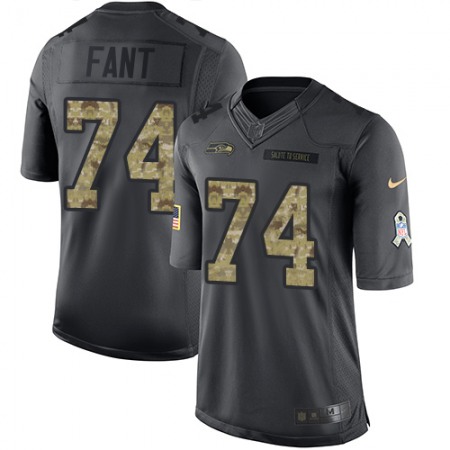 Seahawks #74 George Fant Black Men's Stitched NFL Limited 2016 Salute to Service Jersey