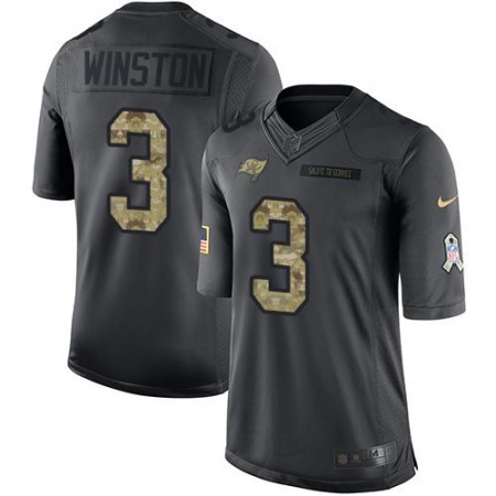 Buccaneers #3 Jameis Winston Black Men's Stitched NFL Limited 2016 Salute to Service Jersey