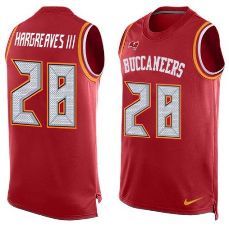 Buccaneers #28 Vernon Hargreaves III Red Team Color Men's Stitched NFL Limited Tank Top Jersey