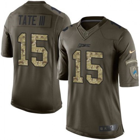 Lions #15 Golden Tate III Green Youth Stitched NFL Limited Salute to Service Jersey