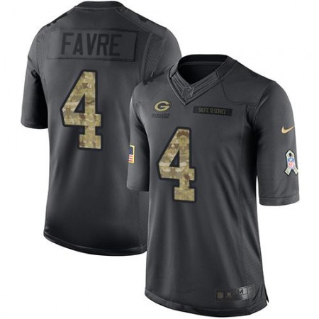 Packers #4 Brett Favre Black Youth Stitched NFL Limited 2016 Salute to Service Jersey