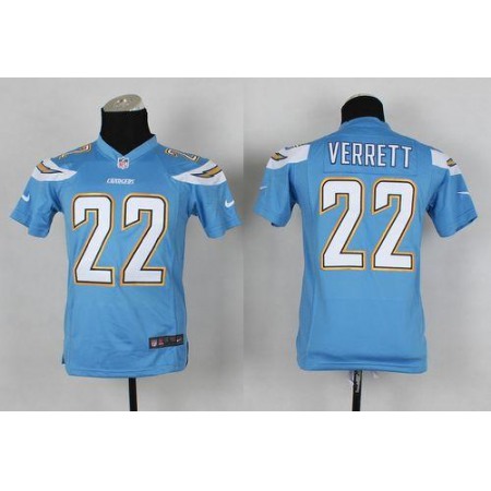 Chargers #22 Jason Verrett Electric Blue Alternate Youth Stitched NFL New Elite Jersey