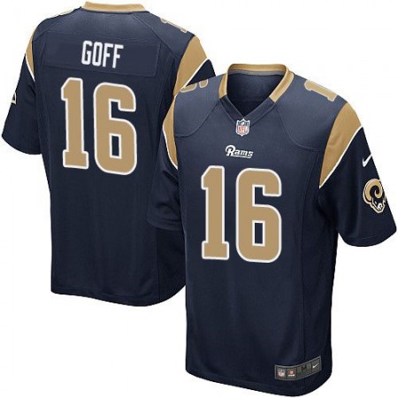 Rams #16 Jared Goff Navy Blue Team Color Youth Stitched NFL Elite Jersey