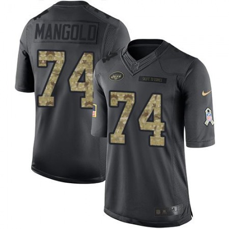 Jets #74 Nick Mangold Black Youth Stitched NFL Limited 2016 Salute to Service Jersey
