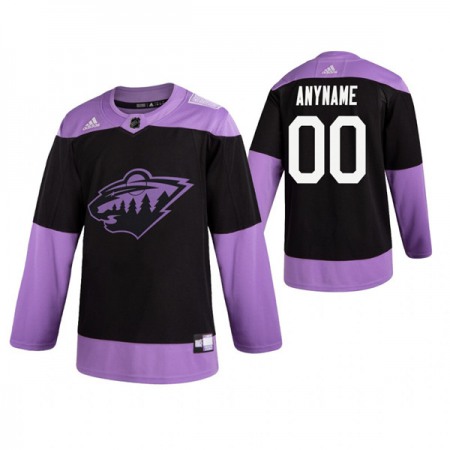 Men's Minnesota Wild Black Hockey Fights Cancer Custom Practice NHL Stitched Jersey